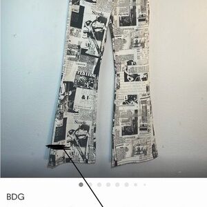 ‼️ ISO ‼️. UO BDG Black and White Newspaper Print Flare Pants
